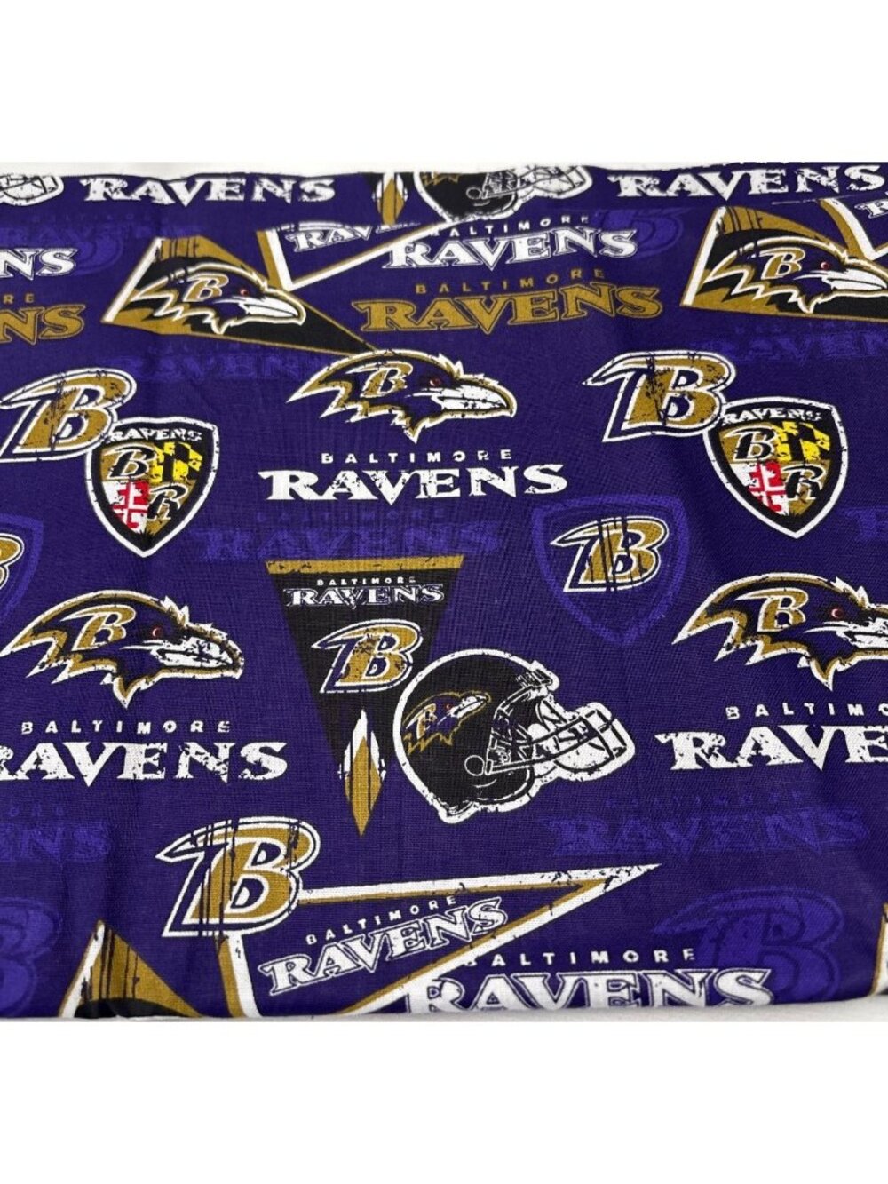 Baltimore Ravens Fabric 1/2 yard x 45" NFL Licensed Cotton Purple Gold Football